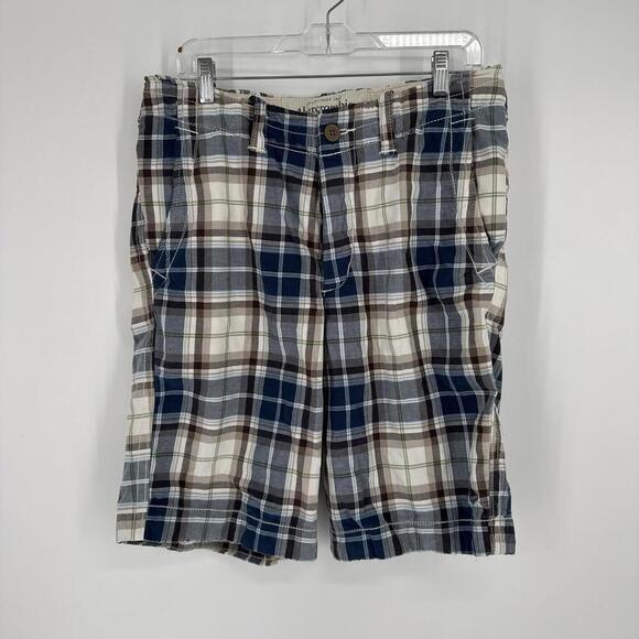 Abercrombie & Fitch shorts mens 31 blue plaid y2k 90s check preppy beachy casual - Picture 1 of 6